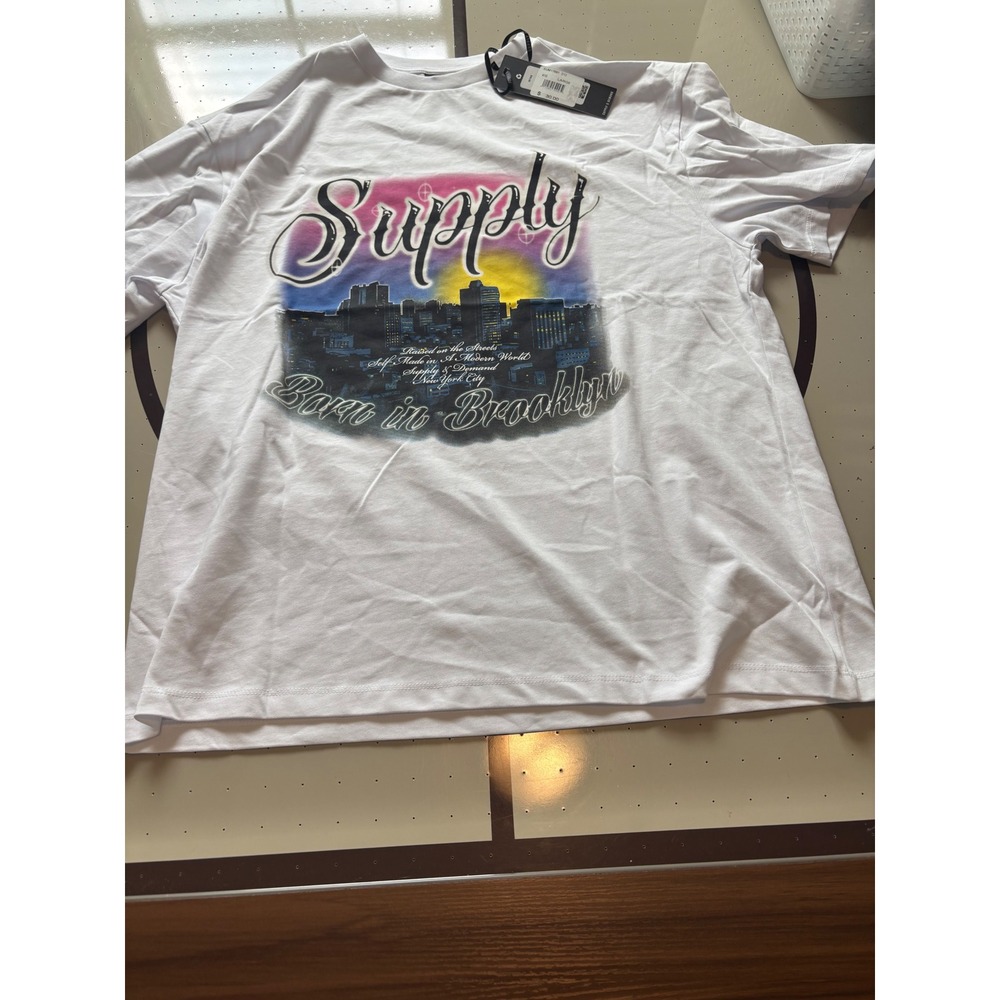Supply & Demand Born in Brooklyn NYC Graphic T-Shirt White Mens Large New